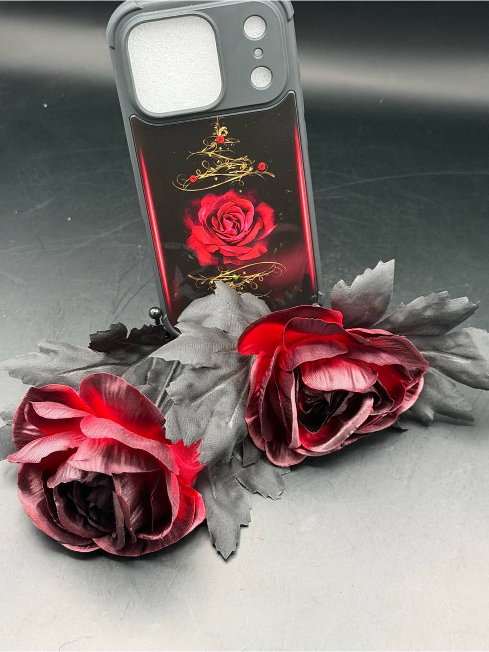 iPhone 17 Pro Red Rose Decorative Phone Case